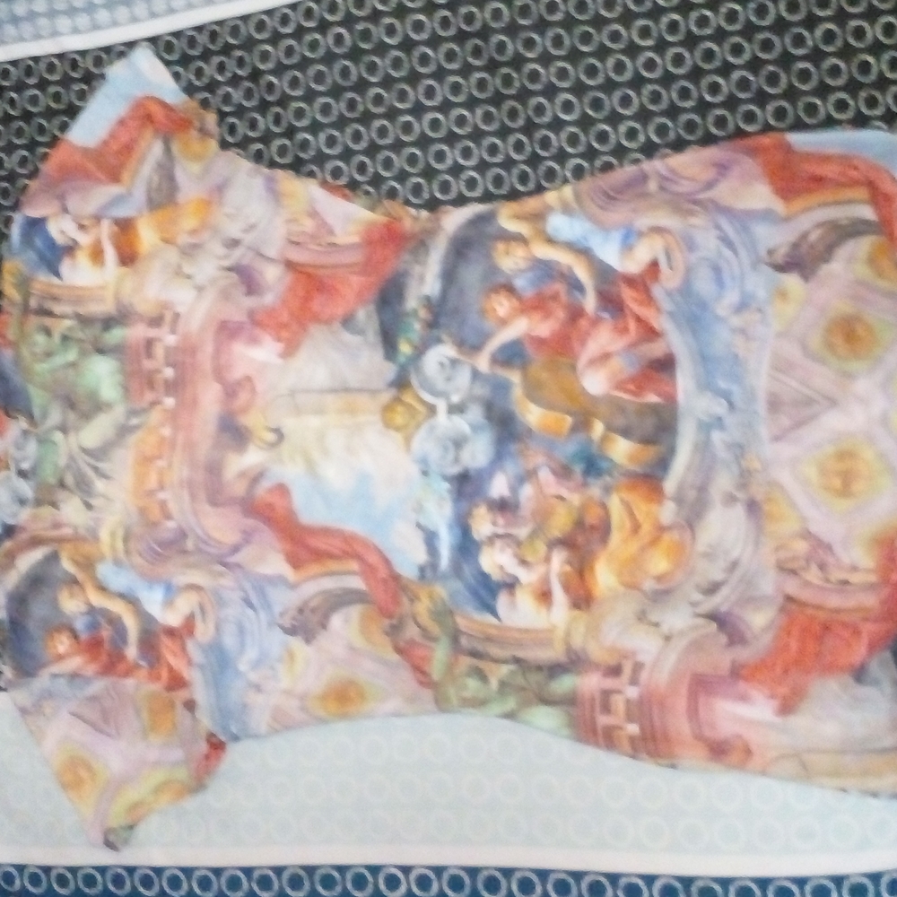 Renaissance print mesh shirt